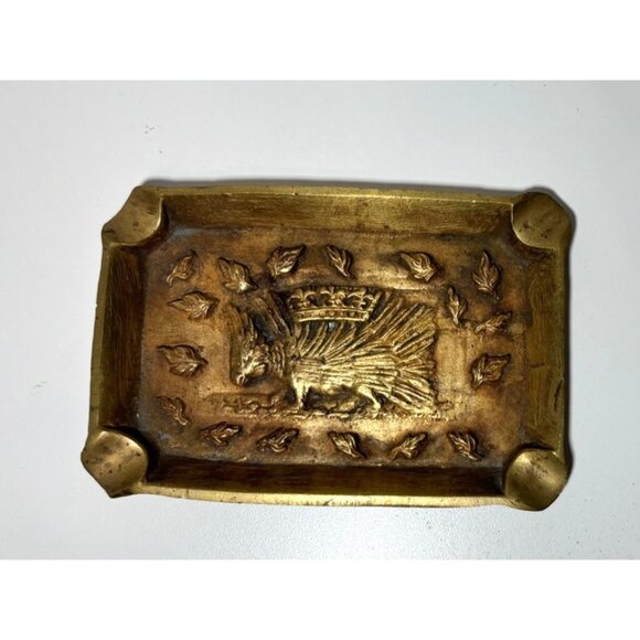 Other - Vintage Brass Ashtray French Heraldic Porcupine Louis XII Royal Emblem Dish
